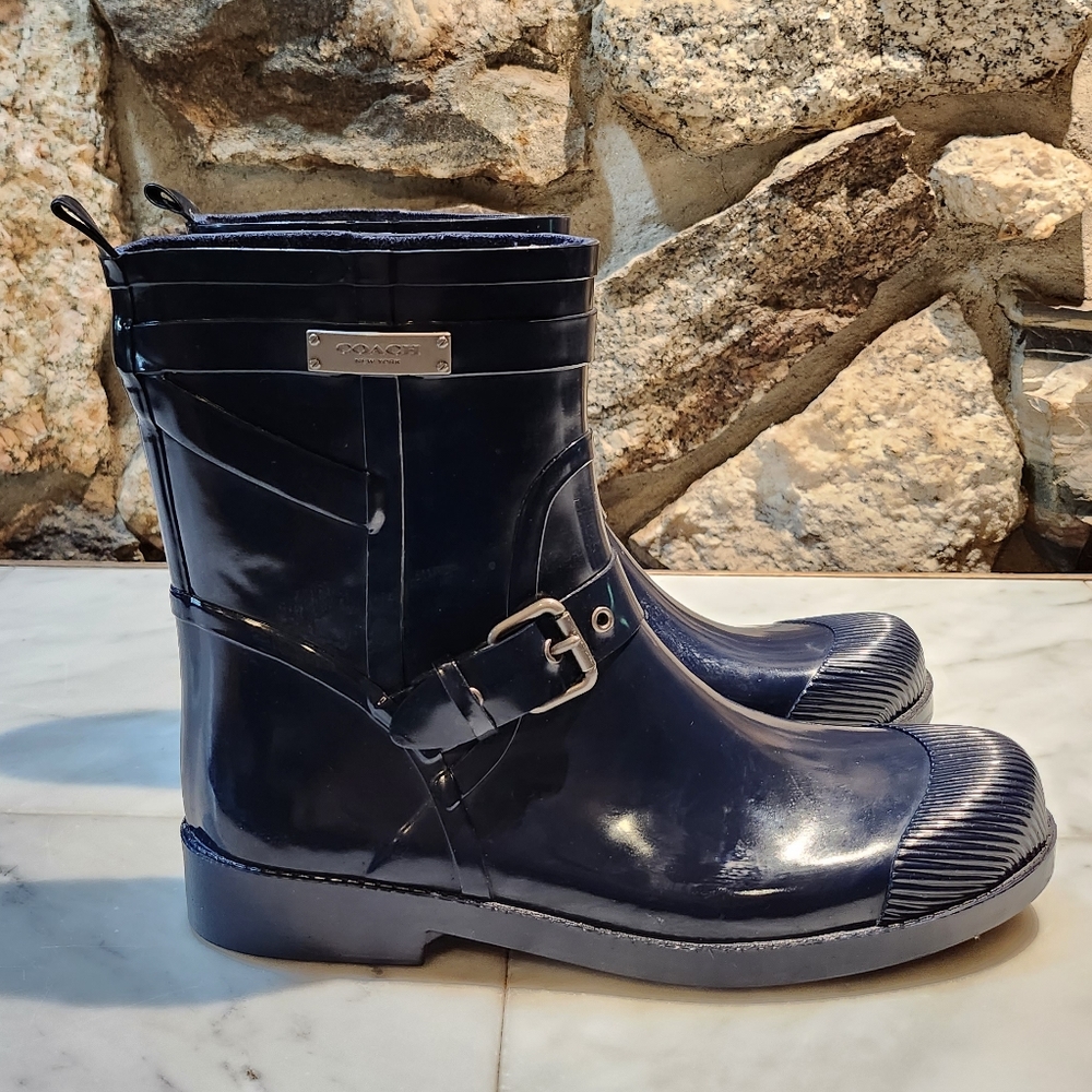 Coach Navy Short Rain Boots - Picture 3 of 10